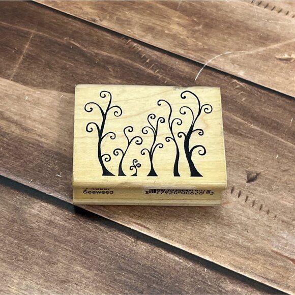 RARE A MUSE 7-4093F SEAWEED WOOD MOUNTED RUBBER STAMP AQUATIC PLANT - Picture 1 of 4